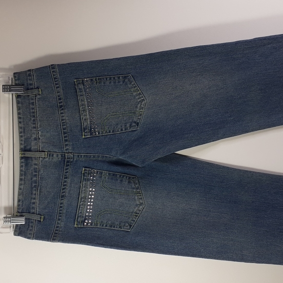 Urban Groove Rhinestones Straight Leg Light Wash Blue Jeans Size SA Waist 28 - Picture 3 of 16